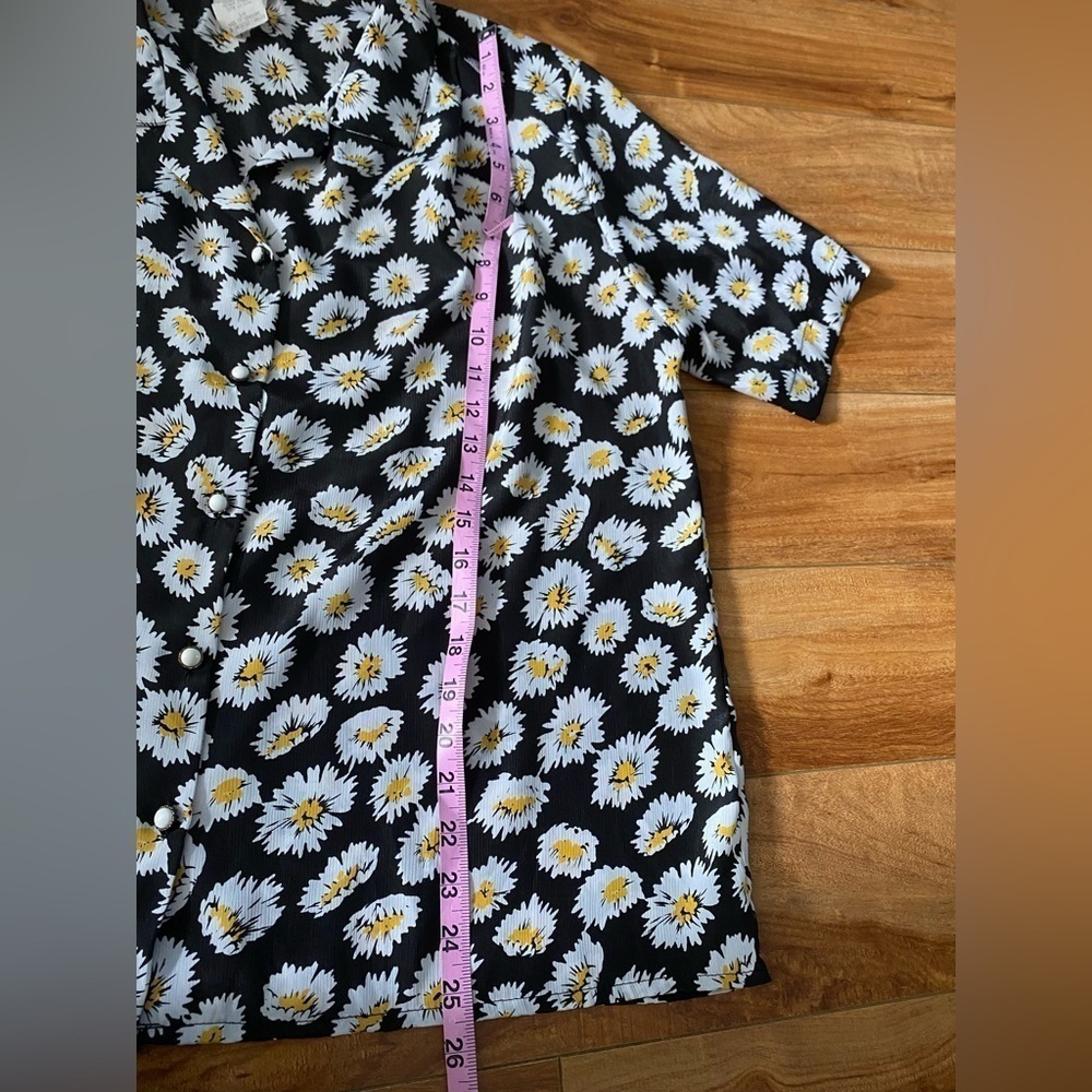 Vintage Cricket Lane Daisy Print Button Down Short Sleeve Blouse Size 18 - Picture 6 of 11